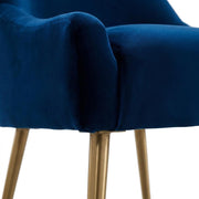 Velvet-Upholstered Side Chair with Gold Stainless Steel Legs by Starlight Canyon Home – Velvet, Navy