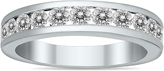 1 Carat TW Channel Set Diamond Band in 10K White Gold - Size: 5.5
