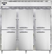 DL3R-SA-PT-HD Designer Line Three Section Pass-Thru Refrigerator, Stainless Exterior & Half-Height Doors
