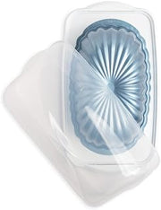 Nordic Ware Formed Fluted Loaf with Keeper Set, Clear Lid and White Base