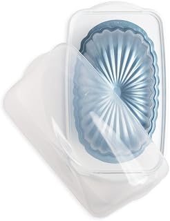Nordic Ware Formed Fluted Loaf with Keeper Set, Clear Lid and White Base