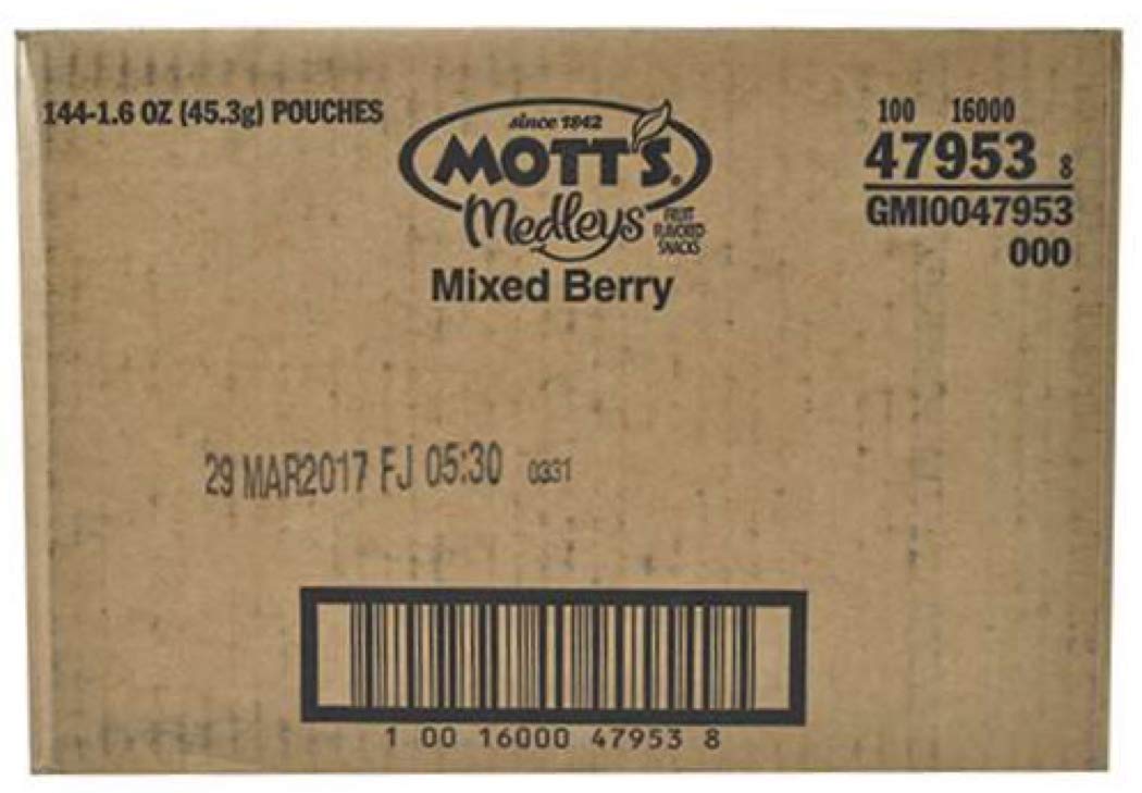 Motts Mixed Berry Fruit Snacks by Mott's – 1.6 Ounce, Pack of 144