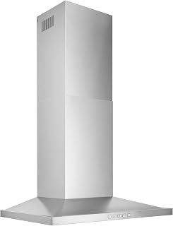 Broan-NuTone 30" Low-Profile Pyramidal Chimney Range Hood with LED Lighting, Convertible Wall-Mount Kitchen Chimney Vent Hood, 450 Max CFM, Stainless Steel