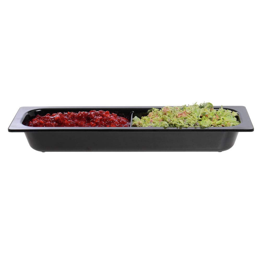 Serving Bowl Display Bowl 1/2 Size Long Divided Black Melamine by HUBERT – Melamine, Black, Model H0021-BLACK