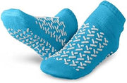 Medline Double-Tread Patient Slippers, Terry Inside, Teal, Toddler, 48 Pairs per Case