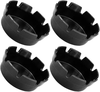 4pcs Black Plastic Ash Tray with Eight Slots for Cigarette Butts | Simple Sleek Tabletop Design, Helps Prevent Splashing, Suitable for Restaurants and Patio Use