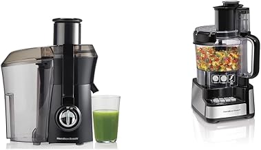 Hamilton Beach Juicer Machine, Big Mouth Large 3” Feed Chute for Whole Fruits and Vegetables & Stack & Snap Food Processor and Vegetable Chopper, BPA Free