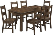 Furnifact Farmhouse Wood Rectangular Dining Table Set 7-Piece, Kitchen Table and Chairs for Dining Room and Kitchen, Rustic Golden Brown