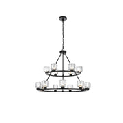 Cadence 15 Light Chandelier Black by Lighting Design – Iron, Black
