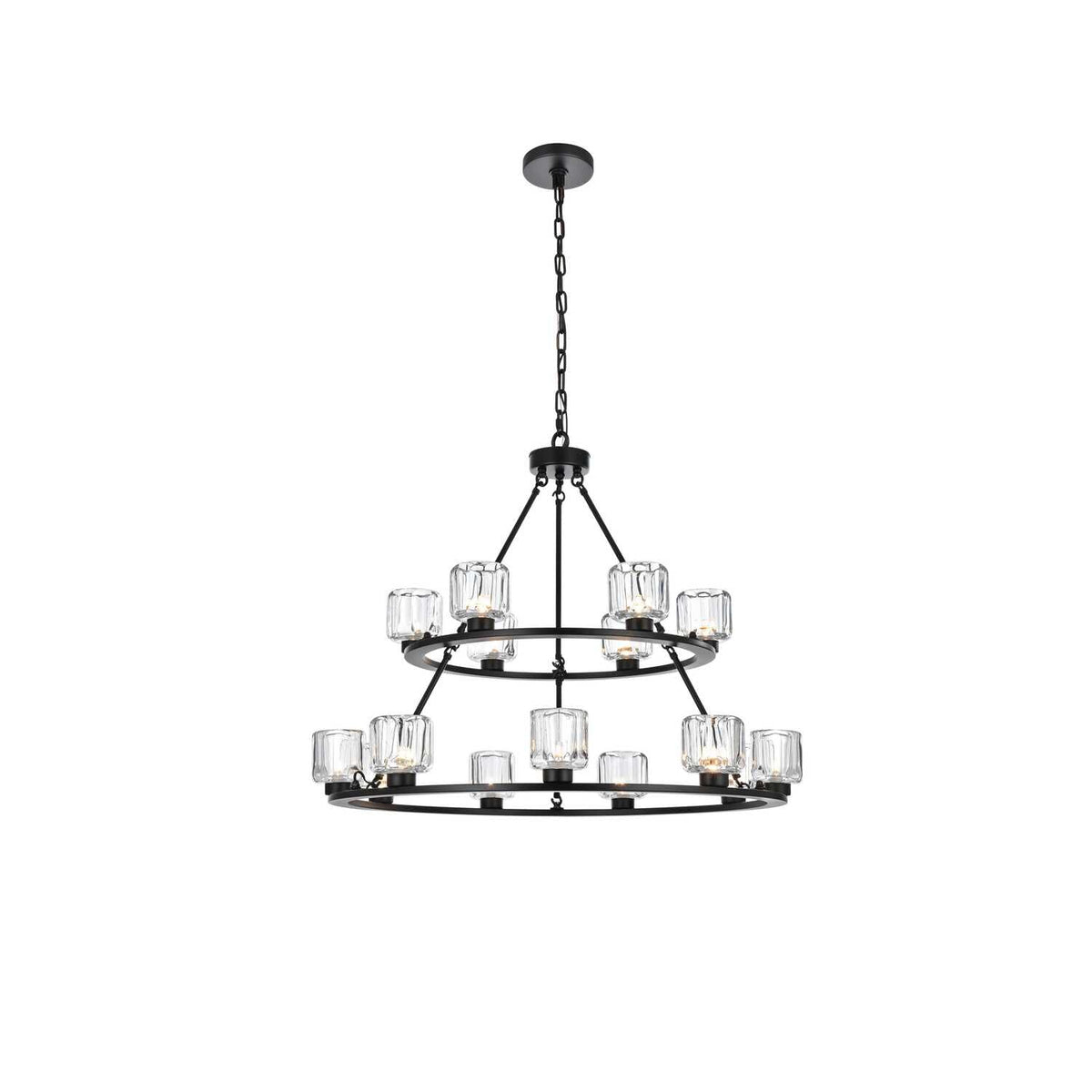 Cadence 15 Light Chandelier Black by Lighting Design – Iron, Black