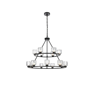 Cadence 15 Light Chandelier Black by Lighting Design – Iron, Black