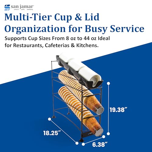 San Jamar 4 Tiers / Open Frame / Black Food Dispensers