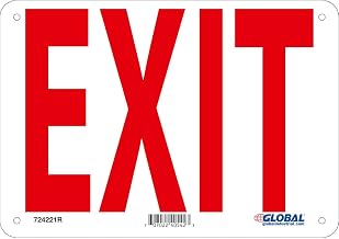 Global Industrial Exit Sign, 10''W x 7''H, Rigid Plastic
