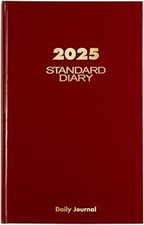 AT-A-GLANCE 2025 Diary, Daily, Standard Diary & Address Book, 7-3/4" x 12", Large, Hardcover, Red (SD3771325)