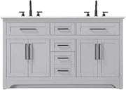 60" Double Bathroom Vanity in Grey