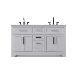 60" Double Bathroom Vanity in Grey by Elegant Kitchen and Bath – unspecified, Aluminum, Grey, Model VF85060DGR