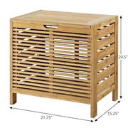 FurniFact Solid Bamboo Hamper with Hinged Lid, Spacious Laundry Basket with Safety Hinge for Bedroom, Bathroom, or Closet, Brown - image 8