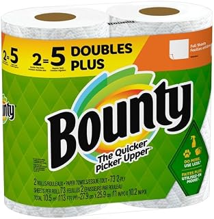 Bounty 2-Ply White Doubles Plus Paper Towels, 2 Count