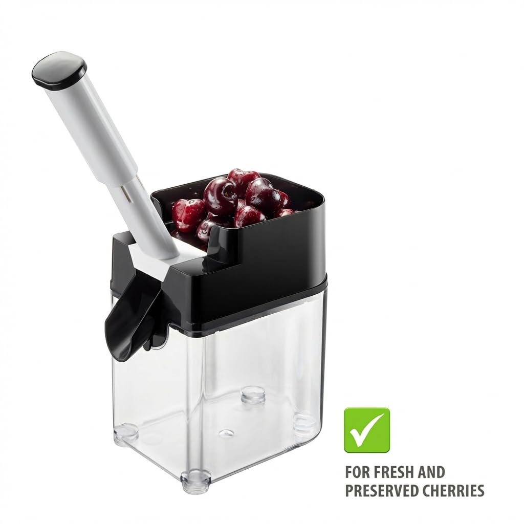 Cherry Pitter Corer by GEFU – 18 x 11 x 16.5 cm, Stainless Steel, Transparent, Model 19141