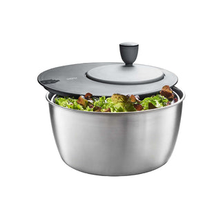 GF28180 Salad Spinner Rotare by GEFU – Ø 25 cm - H 17,2 cm - 3 Liter, 4 liters, Stainless Steel, Lightgrey