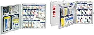First Aid Only 50-Person SmartCompliance First Aid Kit for Businesses, ANSI A+ Compliant Metal First Aid Cabinet with Medications, 241 Pieces and First Aid Only 90658 25-Person SmartCompliance First Aid Kit for Businesses, ANSI 2015 Compliant Metal Food Service First Aid Cabinet, 94 Pieces