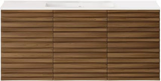 Swiss Madison Cascade 48" Wall-Mounted Bathroom Vanity in Brown Oak with Sink Top