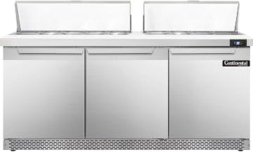 SW72-18C-FB Sandwich Unit, 72" W, With 18 Pan Top Openings, Front Breathing & 19" Cutting Board