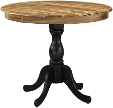 Furnifact Solid Wood Round Dining Table with Pedestal Base, Small Kitchen Table Round Pedestal Dining Room Table for Compact Space, Brown