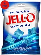JELL-O™ Sour Candy Squares | Sour Berry Blue | Chewy Sweet and Sour Candy | Sharing Size by Morris National Inc – 4.5 Ounce (Pack of 12), Blue, Pack of 12