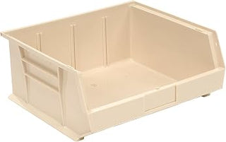 Global Industrial Beige Plastic Stacking Bin 16-1/2 x 14-3/4 x 7, Lot of 6