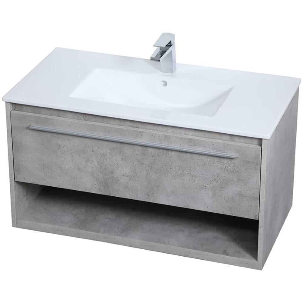 Elegant Decor 36" - Single / Brushed Nickel,gray,grey / Modern Bathroom Vanities