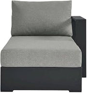 Powder-Coated Aluminum Outdoor Chaise Lounge with Modular Right-Facing Design, Pool Lounge Chair for Patio or Decks, Gray Gray