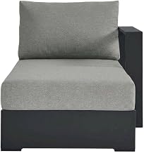 Powder-Coated Aluminum Outdoor Chaise Lounge with Modular Right-Facing Design, Pool Lounge Chair for Patio or Decks, Gray Gray