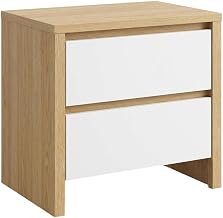 Furnifact Brown 2-Drawer Nightstand End Table, Timeless Design, Metal Drawer Runners, Durable Construction, Easy Care, Single Piece Bedroom Furniture