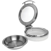Expressly 4 1/2 Qt Round Stainless and White Induction Chafer by HUBERT – Small, Stainless Steel, White, Model J305-W