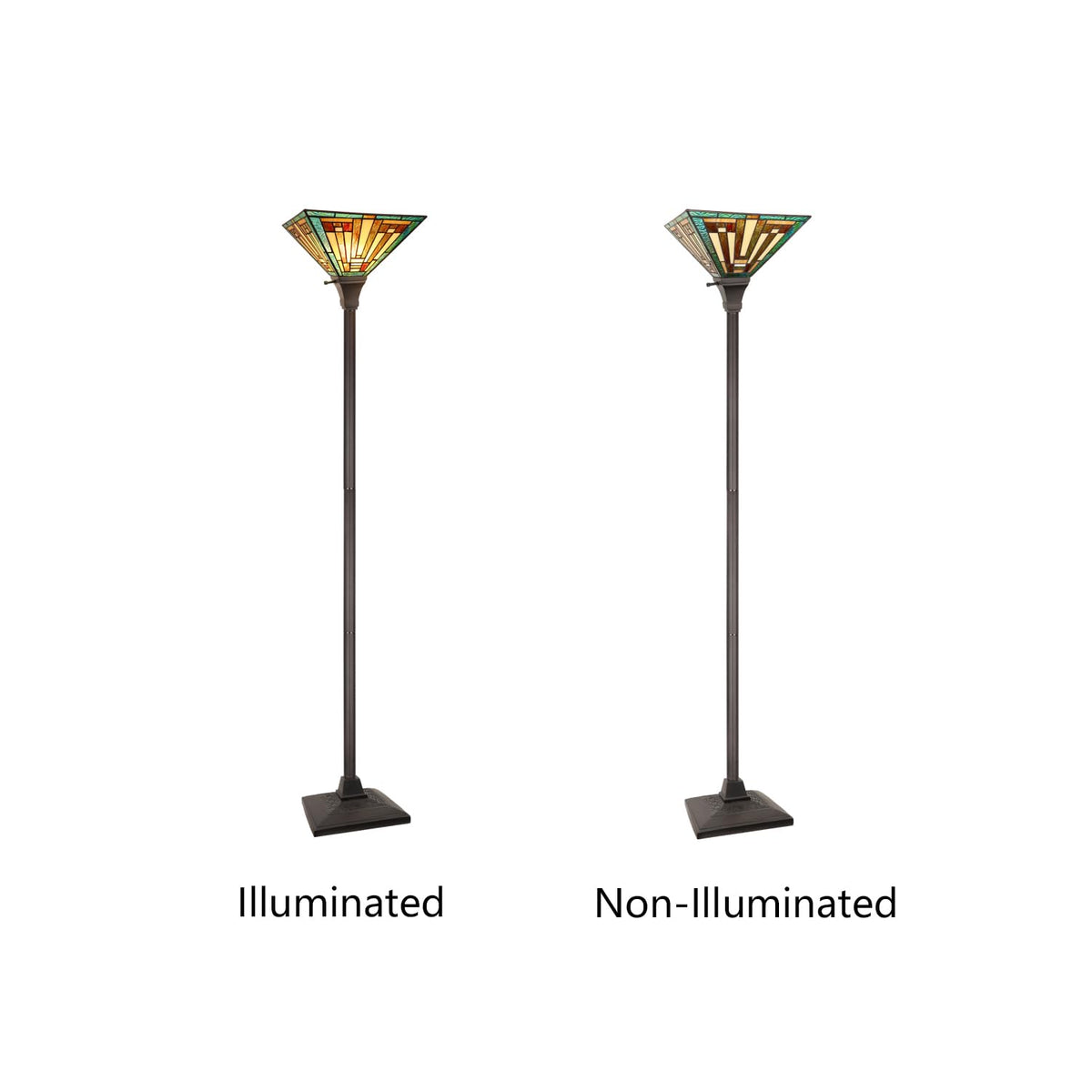 CH3T118GM12-TF1 Torchiere Floor Lamp by Chloe Lighting – exact color of each glass piece may vary due to each piece being hand crafted