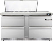 DL60-18M-FB-D Designer Line Mighty Top Sandwich Unit, 60" W, With 18 Pan Top Openings, Front Breathing & Four Drawers