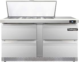 DL60-18M-FB-D Designer Line Mighty Top Sandwich Unit, 60" W, With 18 Pan Top Openings, Front Breathing & Four Drawers