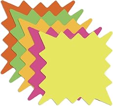 Ready Flow Assorted Fluorescent Small Starburst Sign Cards - 5 1/4"L x 5 1/4"H, 100 per Pack
