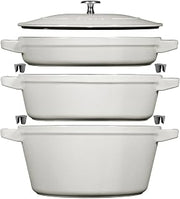 STAUB La Cocotte Cast Iron Round Saucepan Set with White Truffles, Set of 3