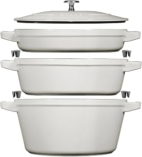 STAUB La Cocotte Cast Iron Round Saucepan Set with White Truffles, Set of 3