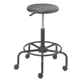 Polyurethane Scooter Stool with Steel Base Black by Global Industrial – Black, Model A207TP