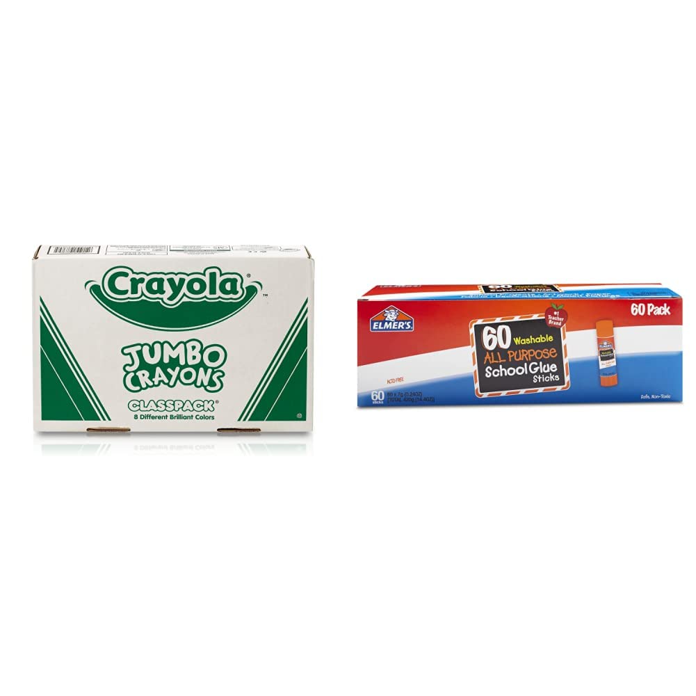 Crayola Crayons + Glue Sticks / 8 Colors,Assorted Colors / Stick Crayons