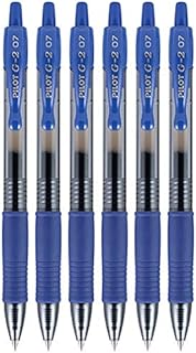 Pilot G2 Retractable Rollerball Gel Pens, Fine Point, 0.7mm, Blue Ink, 6 Count