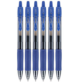 G2 Retractable Rollerball Gel Pens by PILOT – 6 Count (Pack of 1), Rubber, Blue, Model 31021