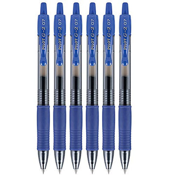 G2 Retractable Rollerball Gel Pens by PILOT – 6 Count (Pack of 1), Rubber, Blue, Model 31021