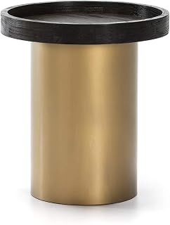 Mesa Auxiliar 50 x 50 x 55 cm Madera Dark Brown/Metal Dorado