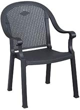 Grosfillex 99720002 Outdoor Sumatra Classic Stacking Dining Armchair (Case of 4) Charcoal Color