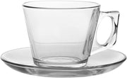 12-Piece Vela Cups With Saucers Set by Pasabahce – 3.35 inches (W) x 2.56 inches (H), 6 cups, Glass, Clear, Model PS97302