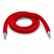 Red Velour Stanchion Rope with Silver Finished Ends by Glownary – Velour, Black, Model 164rds8